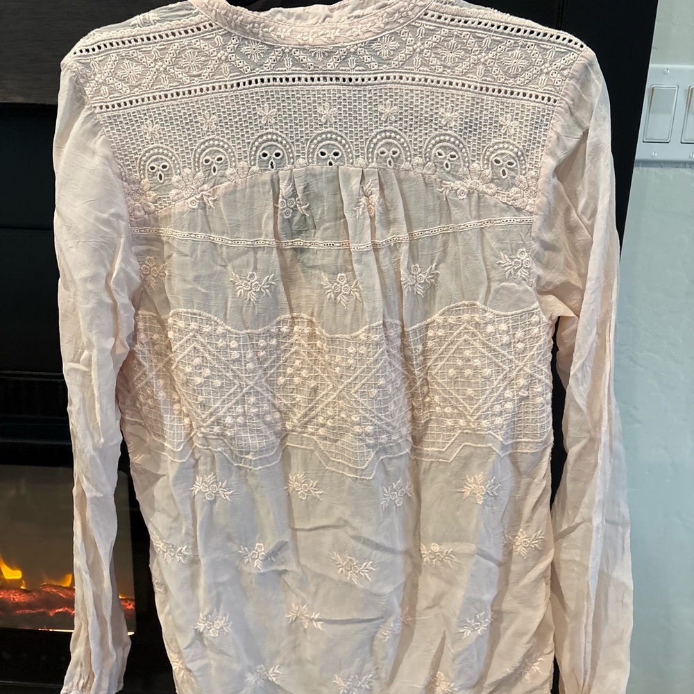 Johnny Was Light Pink Embroidered Blouse - Picture 2 of 3